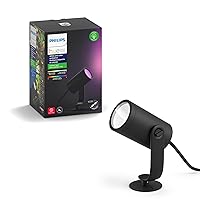 Philips Hue Lily Outdoor Smart Spot Light - White & Color Ambiance LED Walkway Lights - Low Voltage Lighting - 1 Pack - Requires Bridge and Power Supply - Control with App and Voice - Weatherproof