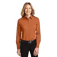 Port Authority Ladies Long Sleeve Easy Care Shirt, Texas Orange, 6XL
