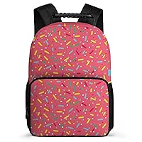 Colorful Sprinkles Donut Glaze 16 Inch Travel Laptop Backpack Casual Hiking Backpack with Mesh Side Pockets for Business Work
