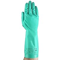 Solvex 37-155 Nitrile Industrial Unflocked Chemical-Resistant Gloves for Food, Mechanics, Utilities - Large, Green (12 Pairs)