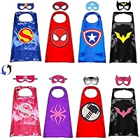 Superhero Capes with Masks Double Side Dress up Costumes Festival Christmas Halloween Cosplay Birthday Party for Kids ( 4Sest)