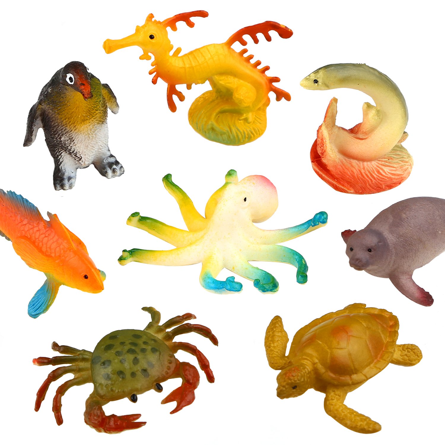 Ocean Sea Animal, 52 Pack Assorted Mini Vinyl Plastic Animal Toy Set, Funcorn Toys Realistic Under The Sea Life Figure Bath Toy for Child Educational Party Cake Cupcake Topper,Valentines Day Gift