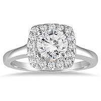 AGS Certified 1 1/4 Carat TW Diamond Halo Engagement Ring in 14K White Gold (H-I Color, I1-I2 Clarity)