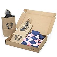 Flamingo Blush Pink Navy Argyle Men's Socks - Groomsmen Wedding Sock Kit with Gift Bags