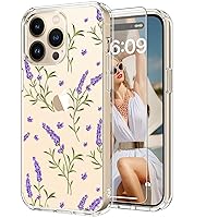 ICEDIO for iPhone 15 Pro Case with Screen Protector-Clear with Fashionable Trendy Patterns-Designed for Girls Women-Slim Fit Cover-Protective Phone Case 6.1