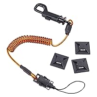 Ergodyne Squids 3151 Coiled Lanyard Tether with Swivel Hook, Detachable End, Self-Adhesive Mounts Included,Orange and Black