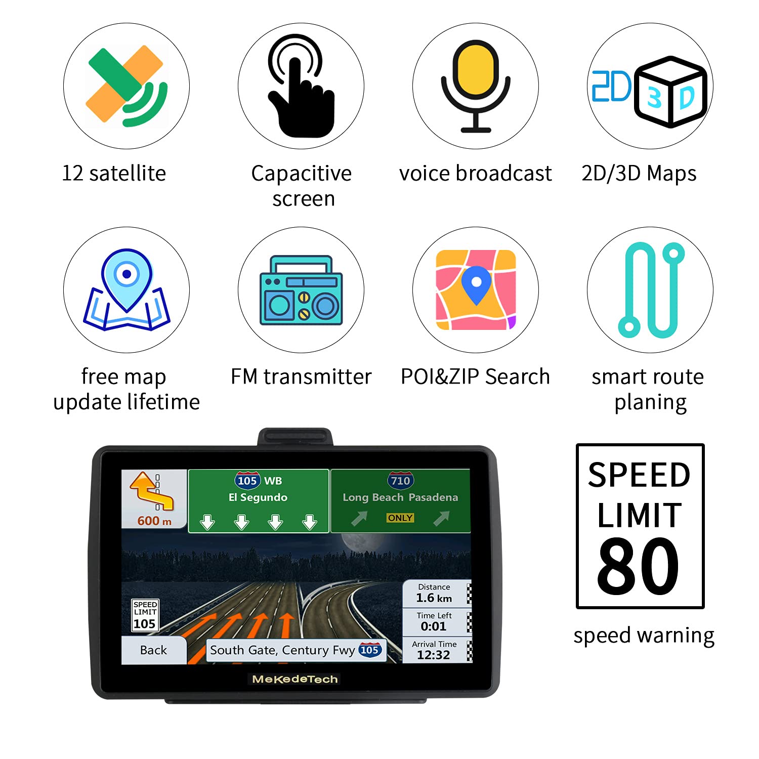 GPS Navigation for Car Truck Newest 2020 Map 7 Inch Touch Screen 8G 256M Navigation System with Voice Broadcast and Speed ​​Camera Warning Lifetime Free Map Update
