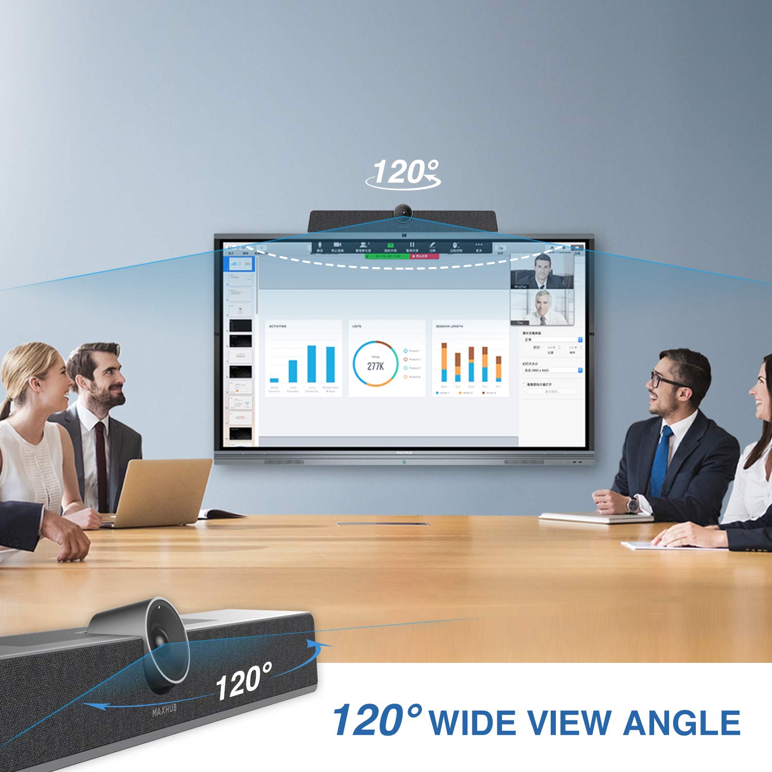 Enther&MAXHUB 4K Video Conference Camera,All-in-one Conference Room Camera System,Smart Video and Audio conferencing System,Auto-framing Wireless Screen-Sharing,120° FOV for Small Meeting Rooms