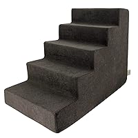 Best Pet Supplies Dog Stairs for Small Dogs & Cats, Foam Pet Steps Portable Ramp for Couch Sofa and High Bed Non-Slip Balanced Indoor Step Support, Paw Safe No Assembly - Dark Brown, 5-Step