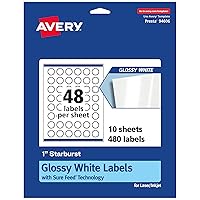 Glossy White Starburst Labels with Sure Feed, 1