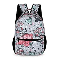 Diamond Skull Laptop Backpack Cute Daypack for Camping Shopping Traveling