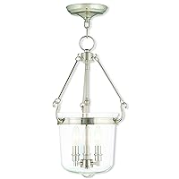 Livex Lighting 50484-35 Americana Three Light Pendant from Rockford Collection in Polished Nickel Finish, 20.5