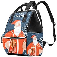 Santa Claus Holds Drinking and Candy Diaper Bag Backpack Baby Nappy Changing Bags Multi Function Large Capacity Travel Bag
