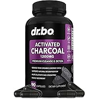 Activated Charcoal Capsules Cleanse Detox - 1200mg Organic Coconut Charcoal Pills for Stomach Gas and Bloating Relief for Men Women Kids - Active Charcoal Capsules Powder Binder Supplements for Gut