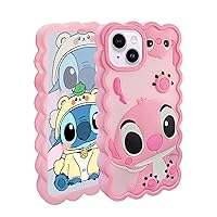 Cases for iPhone 15 Plus/14 Plus Case, Stich Cute 3D Cartoon Unique Cool Soft Animal Character Waterproof Protector Boys Kids Girls Gifts Cover Housing Skin for iPhone 14 Plus/15 Plus