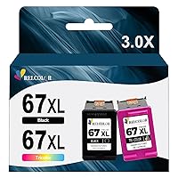 Remanufactured Ink Cartridge Replacement for HP 67XL HP67 67 XL Black Color Combo for 6055 6455 6458 2700 2700e 2752 2752e 2742e 2755 2755e 4100 4152e 4155 4155e 6000 6055e 6400 6452 Printer