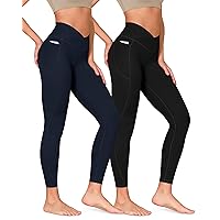 ODODOS ODCLOUD 2-Pack Cross Waist 7/8 Leggings with Pockets for Women, 25