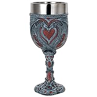 Medieval Double Dragon Wine Goblet - Valentines Dungeons and Dragons Wine Chalice Goblet - 7oz Stainless Steel Drinking Cup Party Idea Goblets Romantic Gift for Girl Girlfriend Wife