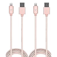 12 FT Longest 2 Pack Pink/Rose Gold MFi Certified Lightning Cable Nylon Braided USB Long iPhone Charger for Apple iPhone 14 Pro Max, 13, 12, 11/Mini/XR, XS, X, 8, 7, iPad, Airpods - Updated