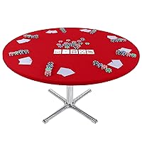 Round Game Table Cover Fitted Table Cloth - 36in to 48in Elastic Fit Felt Poker Table Cover Protector