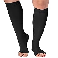 ABSOLUTE SUPPORT Open Toe Medical Compression Socks Up to 7XL 15-20mmHg Circulation for Women & Men, A515