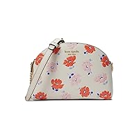 Kate Spade New York Morgan Dotty Floral Emboss Saffiano Leather Double Zip Dome Crossbody, White Multi