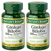 Ginkgo Biloba Standardized Extract 120 mg, Herbal Bottles, Capsule, 100 Count, Pack of 2