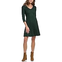 Jessica Howard Women's Plus Fit & Flare Soft ¾ Sleeve Short Dress, Hunter, 3X