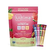 Ultima Replenisher Daily Electrolyte Drink Mix – Tropical Variety, 20 Stickpacks – Hydration Packets with 6 Electrolytes & Minerals – Keto Friendly, Non-GMO & Sugar-Free Electrolyte Powder