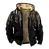 Mens Fleece Jacket Long Sleeve Soft Warm Sherpa Lined Jacket Outdoor Zip Up Jacket Trendy Sweatshirt Fleece Coat