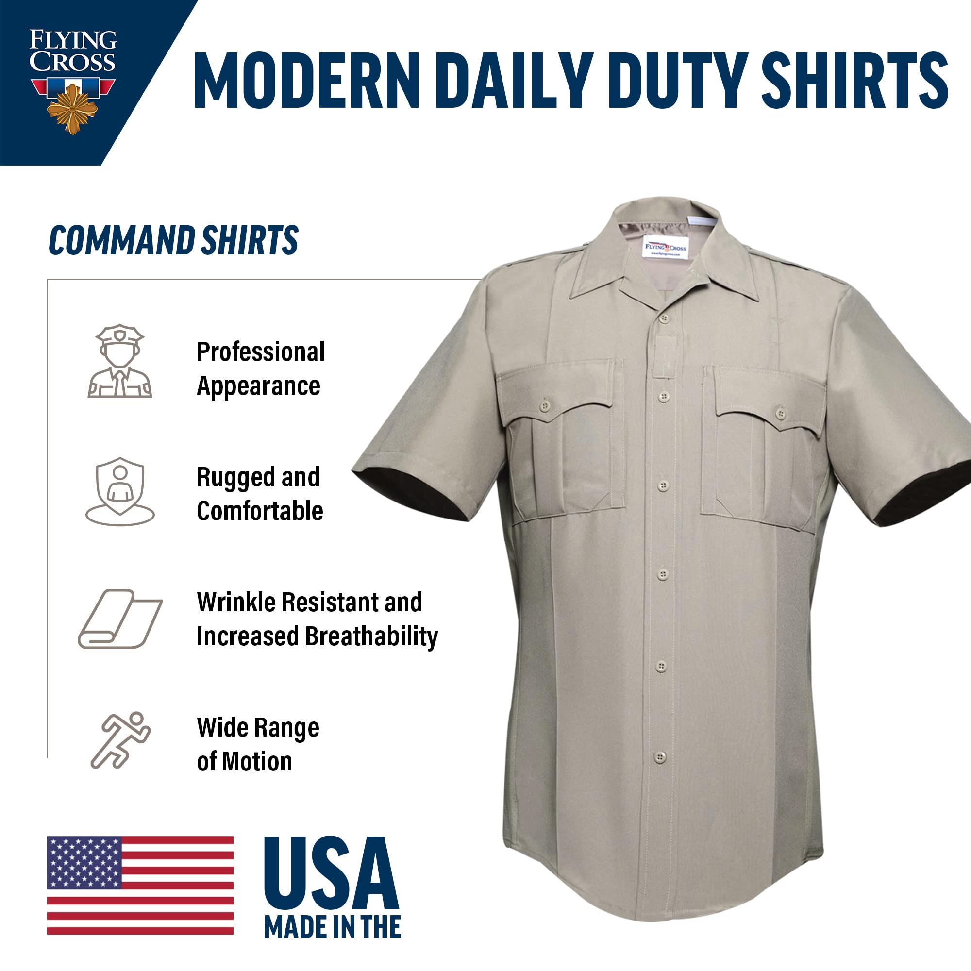 Flying Cross Women’s Police Officer Shirt Uniform Short Sleeve with Zip
