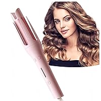 1 1/4 Inch Curling Iron, 1.25 Inch Curling Iron Automatic, Double Ceramic Detangle and Scald-Free Hair Curler Iron,Pink