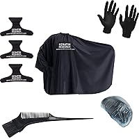 STARTER TOOL KIT FOR Brazilian Keratin Blowout Treatment and Hair Straightening & Coloring Tools Kit Hair Dresser Cape Coloring Brush/comb Hair Clips Disposable Gloves and Shower Cap