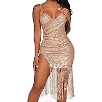 Women's Sequined Cocktail Gowns V Neck Short Homecoming Dress