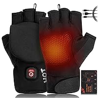 Heated Gloves for Men Women, Rechargeable Full & Half Hands Electric Gloves Heated Fingerless Touchscreen Gloves Heated Winter Hand Warmer for Work Cycling Skiing Outdoor Snow