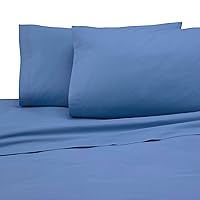 Martex 225 Thread Count Cotton Rich 4 Piece Full Bed Sheet Set - Full Sheet Set - 1 Fitted Sheet, 1 Flat Sheet, 2 Pillowcase - Hotel Quality - Super Soft - Blue Sheet Set (Full, Blue)