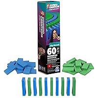 Spin Master Games H5 Domino Creations, 60-Piece Neon Blue/Green Set by Domino Artist Youtuber Lily Hevesh Classic Family Game, for Adults and Kids Ages 5 and up