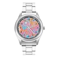 Hippie Mandala Kaleidoscope Elements Fashion Classic Wrist Watches for Men Casual Business Dress Watch Gifts