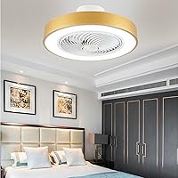 Shop Ceiling Fan, 20in Bladeless Fan with Light 360°Angle Airflow, 3 Gear Wind Stepless Dimming Flush Mount Smart Ceiling Light