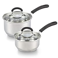 Cook N Home Professional Saucepan, 1-QT and 2-QT, Silver