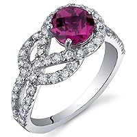 PEORA Gracefully Exquisite 1.00 Carats Created Ruby Ring in Sterling Silver Rhodium Nickel Finish Sizes 5 to 9