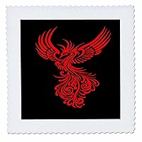 3dRose Rising from The Ashes Phoenix Red Tattoo Art - Quilt Squares (qs_355237_2)