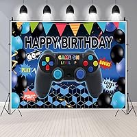 8x6Ft Video Game Happy Birthday Backdrops for Boy Gaming Theme Photography Background Birthday Party Decoration Cake Table and Birthday Decoration Banner for Party