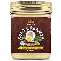 Organic Keto Coffee Creamer with MCT Oil - High-Fat Keto Diet Friendly Grass Fed Ghee and Coconut Oil - No Carb Keto Fat Bomb Booster Keto Creamer with Omega Sugar Free Paleo Power