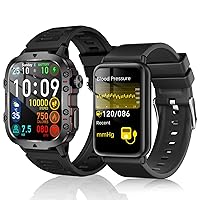 Running Watches for Men, Smart Watch, 110+ Sports Modes 1.96'' Touch Screen Health Watch Men with Blood Pressure/Blood Oxygen/Heart Rate/Sleeping Tracking Compatible with iOS/Android, Black