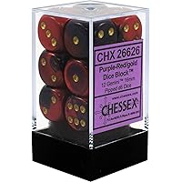 DND Dice Set-Chessex D&D Dice-16mm Gemini Purple, Red, and Gold Plastic Polyhedral Dice Set-Dungeons and Dragons Dice Includes 12 Dice – D6, (CHX26626)