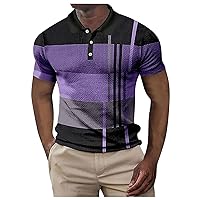 Men's Polo Geometry Turndown 3D Print Golf Button-Down Outdoor Street Short Sleeves Shirt Clothing