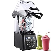 Commercial Blender, 1500W Vacuum Blender for Less Foam, Professional-Grade Quiet Shield, Kitchen Timer, 9 Speeds, 6 Programs for Smoothies, Frozen Drinks, Self-Cleaning, 64oz Bulk Production