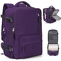 VGCUB Large Travel Backpack Bag for Women Men,Carry on Backpack,17 Inch Laptop Business Work Waterproof Backpack with Laptop Compartment,Person Item Flight Approved,Mochila de Viaje,Dark Purple