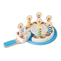 Birthday Party Cake - Wooden Play Food With Mix-n-Match Toppings and 7 Candles
